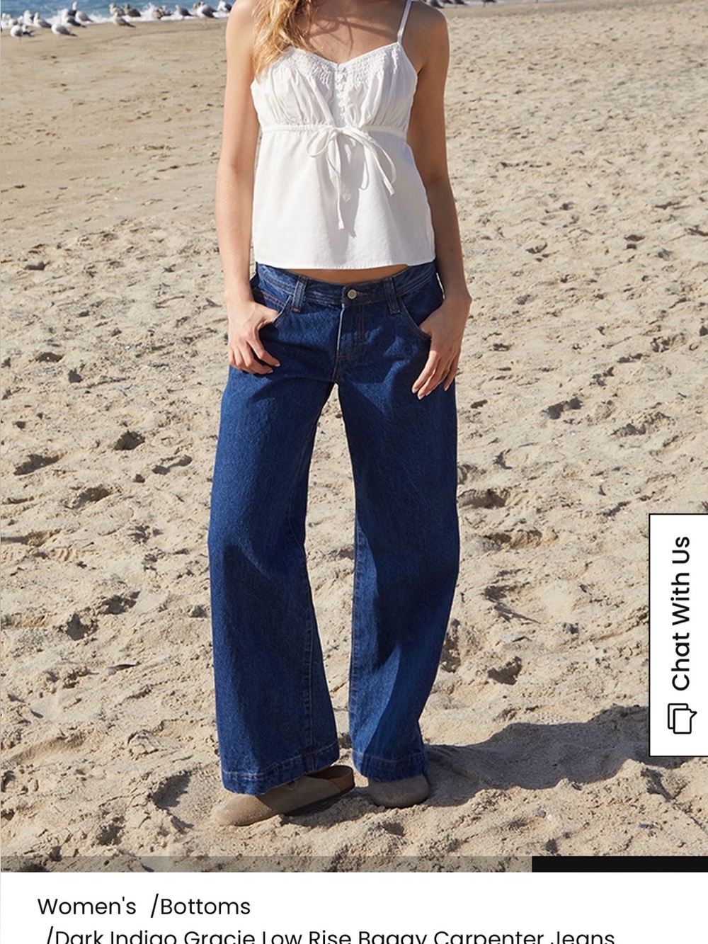 🌺Brandy Melville Gracie Dark Indigo Low-Rise Baggy Carpenter Jeans🌺